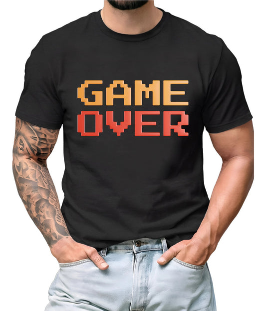 Playera Negra Hombre – Game Over Pixel Art Gamer | Minimalismo Urbano