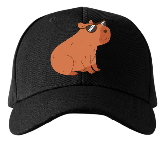 Gorra Negra Tipo Baseball – Capibara con Lentes | Accesorios Unisex