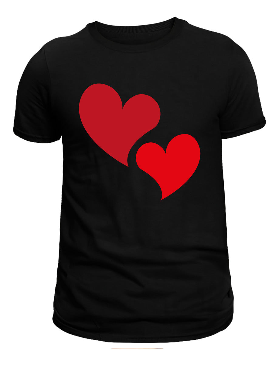 Playera Negra Hombre – Corazón Doble | Romántico | Minimalismo Urbano