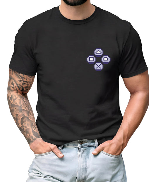 Playera Negra Hombre – Control Gamer Retro | Minimalismo Urbano