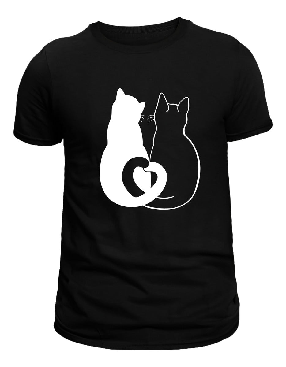 Playera Negra Mujer – Gatos Amorosos | Minimalismo Urbano