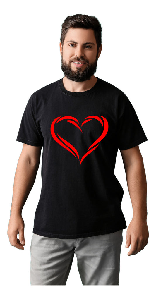 Playera Negra Hombre – Corazón Minimalista | Diseño Sutil y Elegante | Minimalismo Urbano