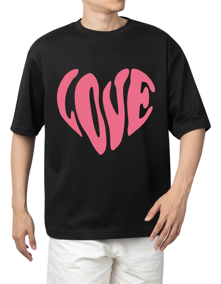 Playera Negra Hombre – Estampado LOVE | Minimalismo Urbano