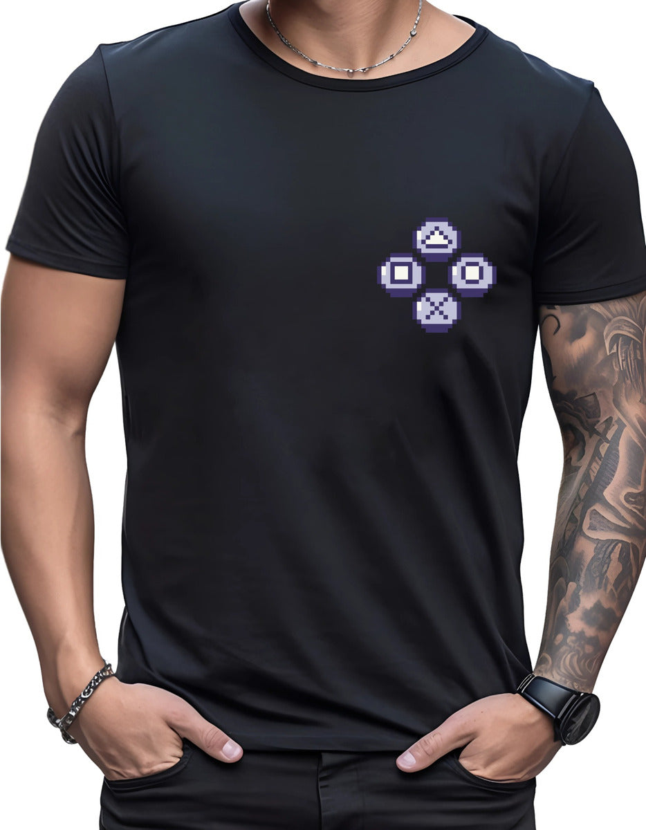 Playera Negra Hombre – Control Gamer Retro | Minimalismo Urbano