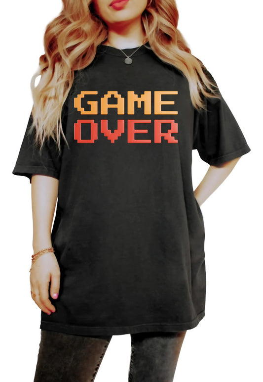 Playera Negra Mujer– Game Over Pixel Art Gamer | Minimalismo Urbano